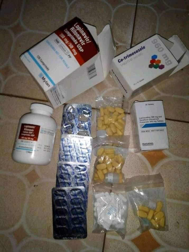 A variety of medication, including Lopinavir/Ritonavir, Co-Trimoxazole, and Lamivudine.